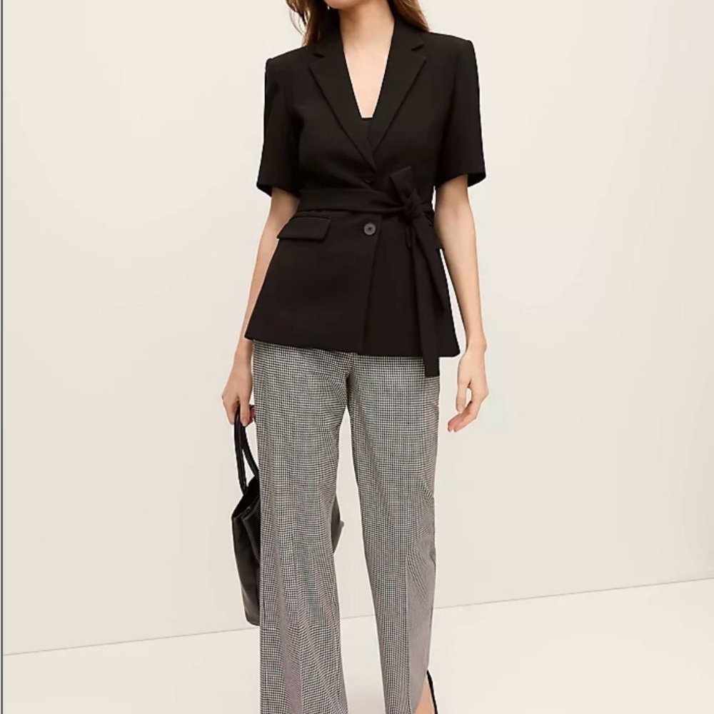 Ann Taylor Black Short-Sleeve Wrap Blazer
